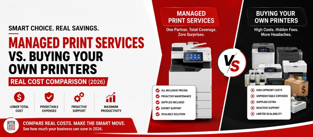 Managed Print Services vs. Buying Your Own Printers — Real Cost Comparison (2026) Managed Print Services vs. Buying Your Own Printers — Real Cost Comparison (2026)